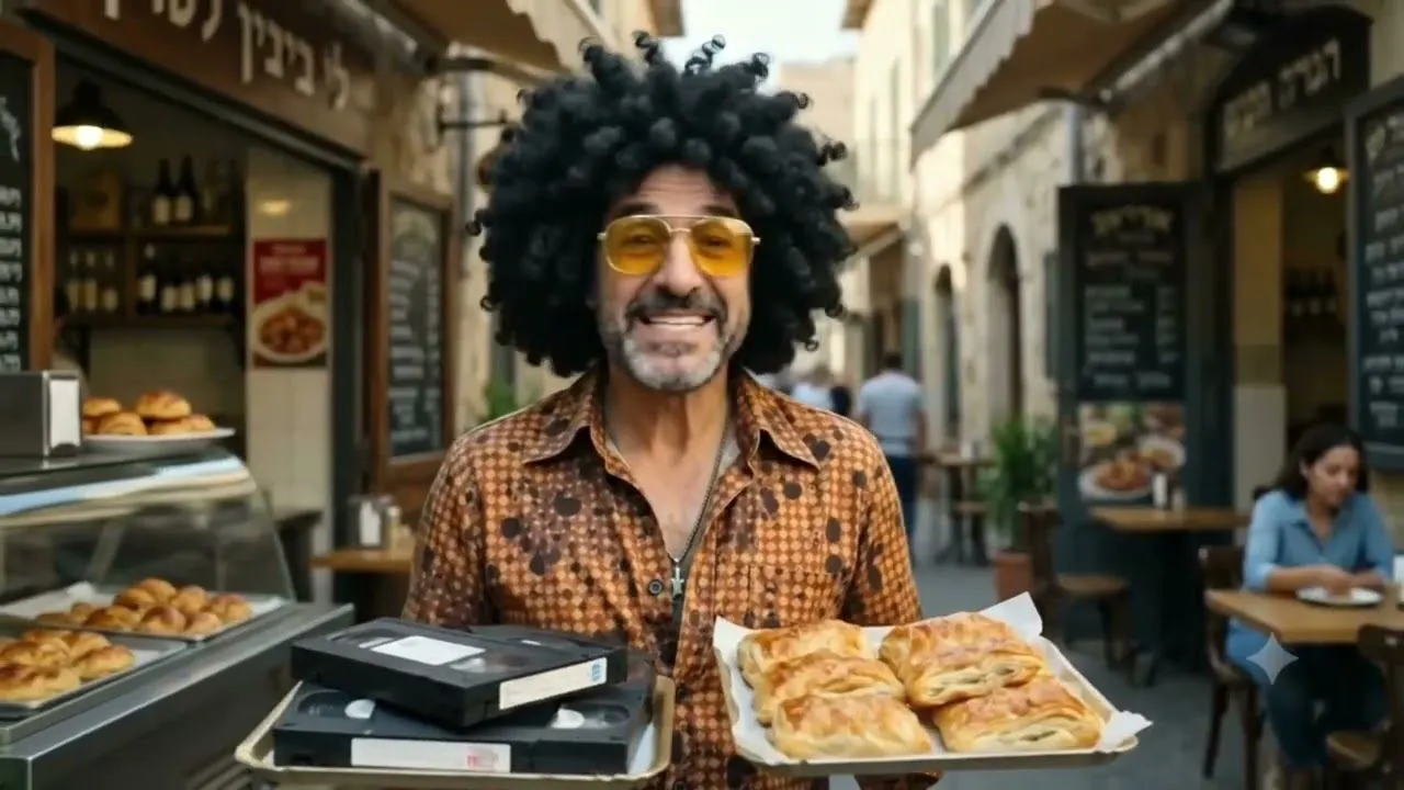 דמות עם שיער אפרו בחנות מאפים